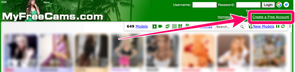 MyFreeCams.comの無料アカウント登録手順1