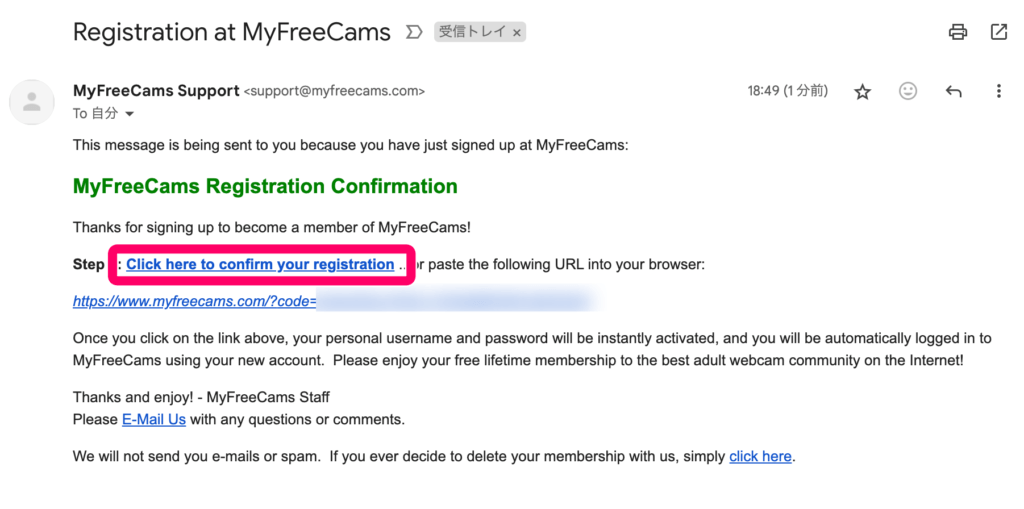 MyFreeCams.comの無料アカウント登録手順4